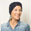 Turban Sonia bleu marine motifs cygnes Comptoir de Vie 