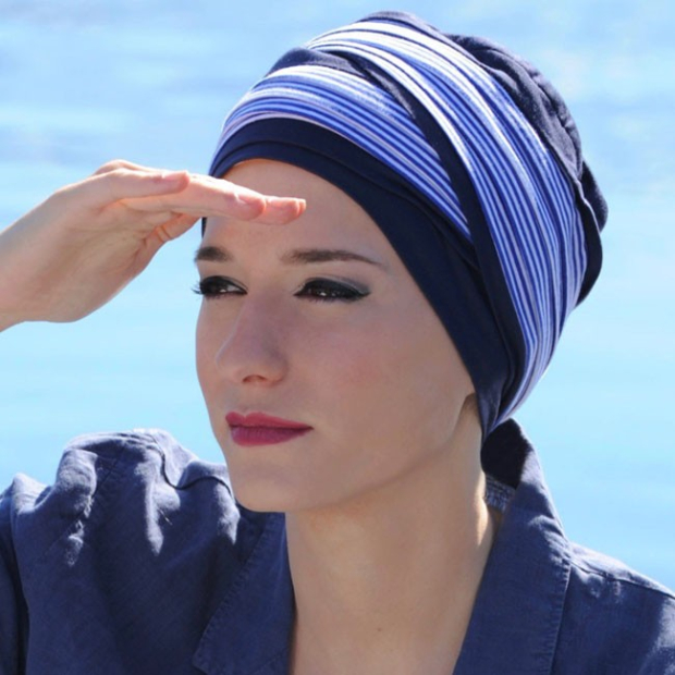 Turban Doris ray&eacute; marine - MM Paris 