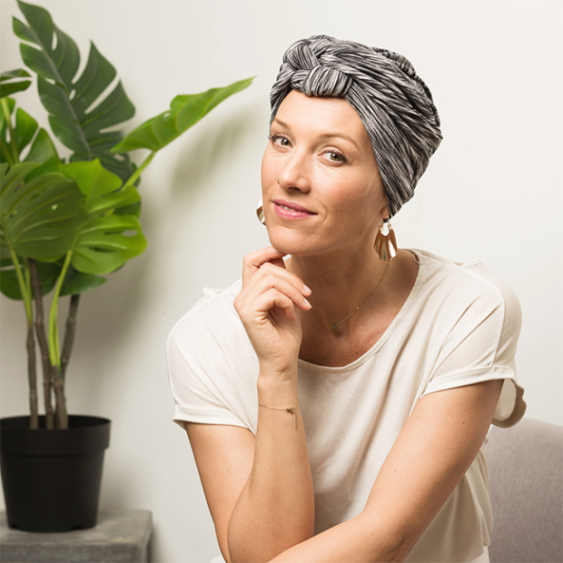 Turban Sonia noir et blanc Comptoir de Vie