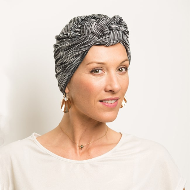 Turban Sonia noir et blanc Comptoir de Vie