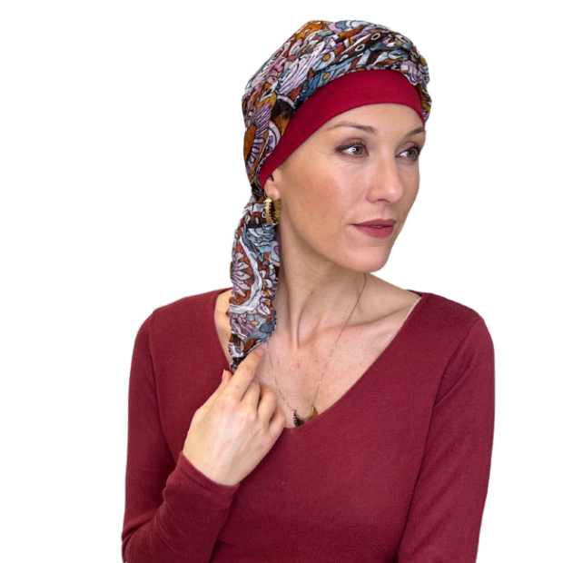 Achat foulard chimio pr&eacute;form&eacute; coton Ughet Spirale MM Paris pour femme &ndash; foulard cancer au meilleur prix