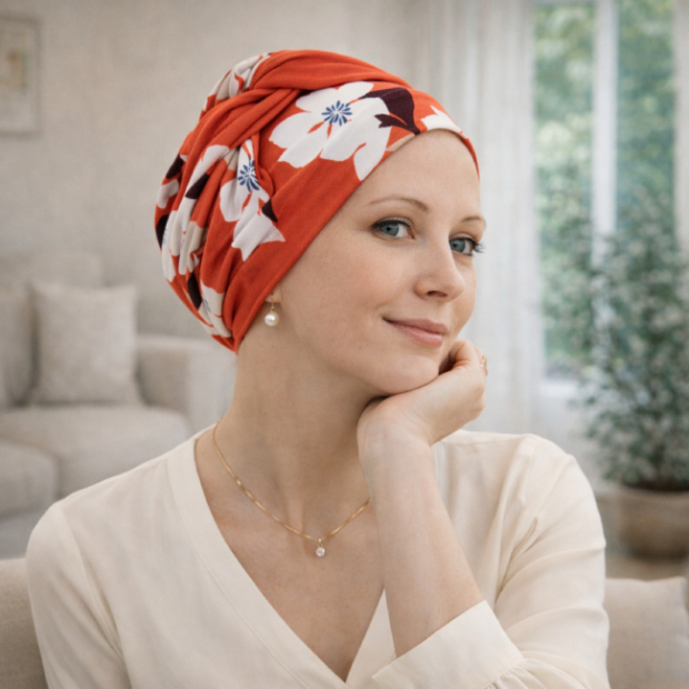 Turban Ad&egrave;le Jasmin | Chimioth&eacute;rapie & Alop&eacute;cie &ndash; Comptoir de Vie