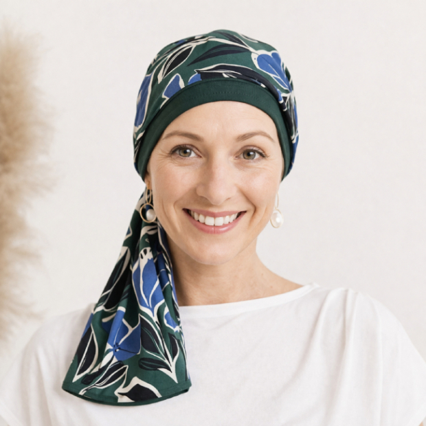 Foulard  Nadia Campanule | Chimioth&eacute;rapie & Alop&eacute;cie &ndash; Comptoir de Vie