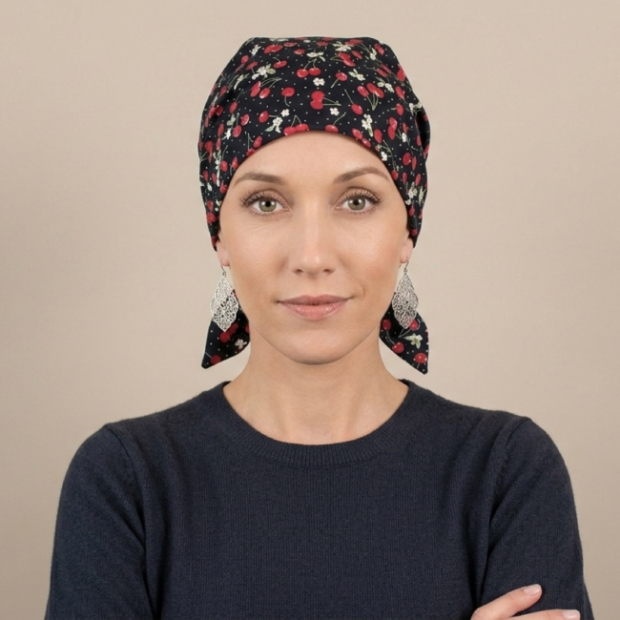 Bandana chimio en coton Cerises - Comptoir de Vie