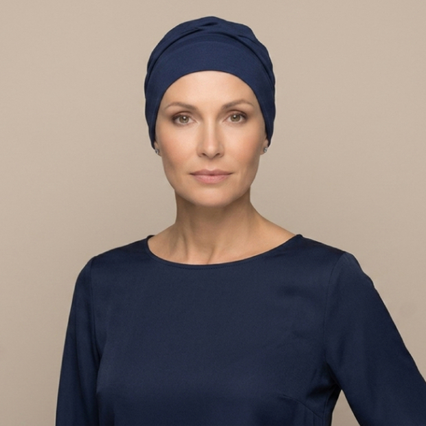 Turban chimio Manille bleu marine pour femme - Comptoir de vie