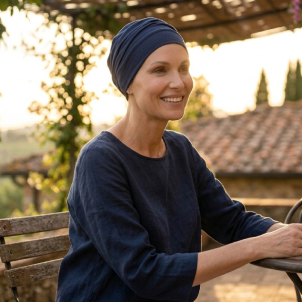Turban chimio Manille bleu marine pour femme - Comptoir de vie