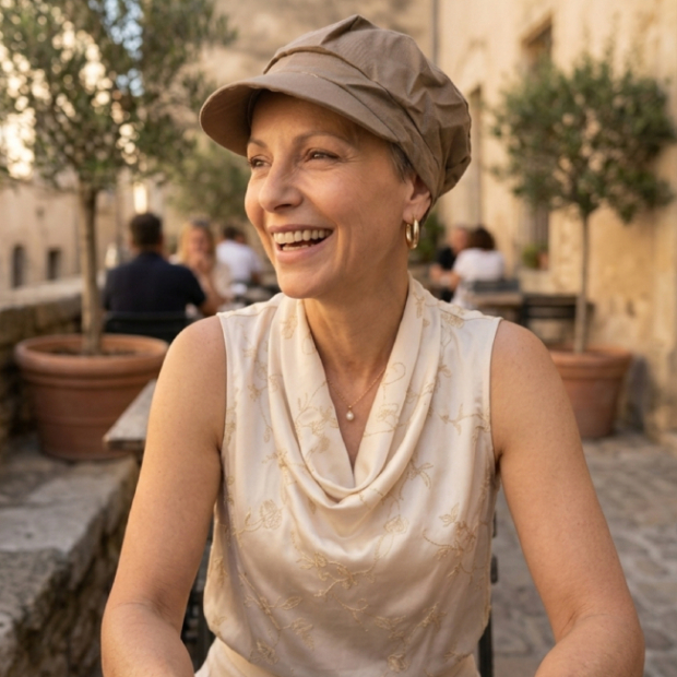 Casquette Gavroche Lin Taupe - MM Paris