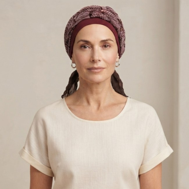 Foulard en coton Ughet Fleur Rose - Comptoir de Vie