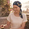 Foulard en coton Ughet Fleur bleu marine - Comptoir de Vie
