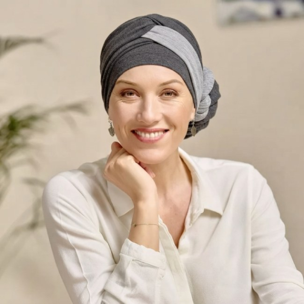 Acheter foulard chimio pr&eacute;form&eacute; Leslie gris Chin&eacute; - MM Paris