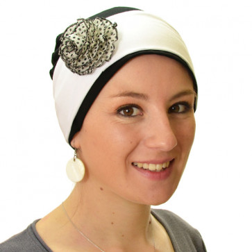 Turban bonnet Venise et son bandeau Noir et Blanc - Comptoir de Vie