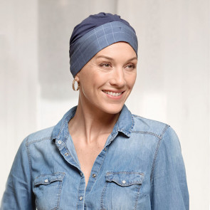 Turban femme Vienne - Bleu motif Ecossais - Comptoir de vie